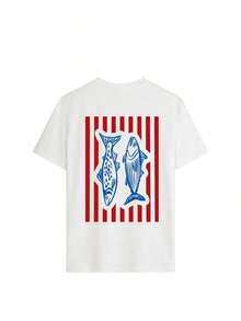Esta camiseta informal de manga corta para mujer, de cuello redondo, en blanco y negro, presenta estampados de dibujos animados, letras y animales, ideal para el verano, la playa y las vacaciones. Confeccionada con tejido 100% algodón puro de 200 g, esta camiseta de manga corta de alta calidad es suave y cómoda, convirtiéndola en una prenda esencial para el día a día. - Blanco - Ver 2