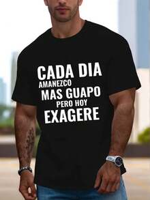 Camiseta divertida en espa?ol para hombres-"CadDíaAmazezcoGuapo" estampado Negro Casual Shortcutting Top Cuello redondo de algodón ligero Lavable a máquina para Semana Santa, Halloween, Acción de Gracias y más Ofertas de  que no debe perderse - Negro - Ver 7