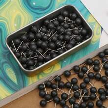 NEW- Black Push Pins For Home Office Bulletin Boards And Corkboards (Black) - Black - View 5