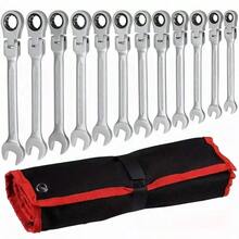 1pc Multi-Function Quick Wrench Set - Chrome Vanadium Steel Material, Adjustable, Manual Operation Suitable For Car Repair, Comes With Durable Red Storage Box, Essential For Car Repair | Polished Surface | Durable Tool, Car Repair Tool - Electroplated movable head ratchet wrench single 10MM - View 2