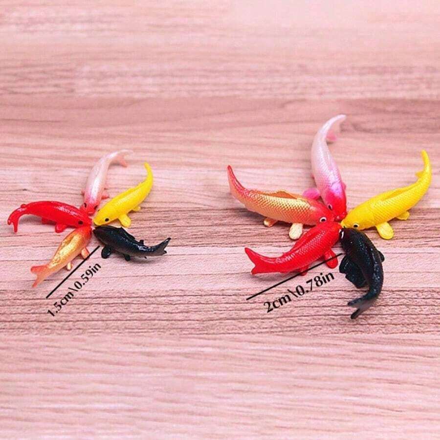 10pcs Mini Koi Fish Model, Glass Container Decor Fish, Tiny Fake Fish, Dollhouse Home Decor Toy, DIY Decoration Accessory, Desktop Decor, Party Favors, Birthday & Holiday Gifts - Multicolor - View 1
