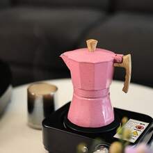 Pink Sparkly Octagon Moka Pot, Aluminum Moka Espresso Coffee Maker, Home Coffee Appliance Back To School - Pink - View 12