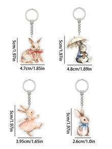 1pc Flat Cute Rabbit Acrylic Keychain, High-Definition Printing Unisex Acrylic Material Bag Pendant, Multifunctional Key Organizer, Suitable For Personal Decoration, Party Favors, Back To School Gifts - Multicolor - View 2