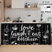 1pc, Home Decor, Cartoon Kitchen Pattern Printed Table Skirt, Kitchen Small Curtain, Kitchen Cabinet Cover Curtain, With Curtain Holes, Easy To Hang, Rectangular, Machine Woven, Machine Washable, Kitchen Decoration And Accessories, Perfect For Kitchen Cabinets And Home Decor - Multicolor - View 5