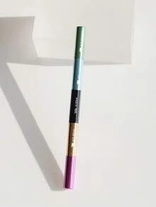 四合一化妆刷套装，便携式美容工具，包含眼部刷、睫毛刷、眉部刷、唇部刷和面部刷 - 彩色 - 查看 8