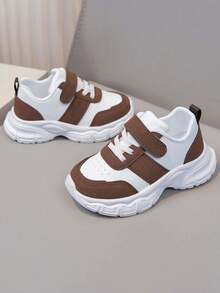 1 Pair Unisex New Low-Top Breathable Flat Casual Shoes, Soft Sole Non-Slip Infant Sneakers, Fashion Versatile Student Running Shoes, Lightweight Chunky Sneakers Suitable For All Seasons - Brown - View 7