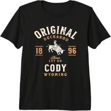 Original Buckaroo Cody Wyoming 1896 Rodeo Logo Premium Tri-Blend T-Shirt - 黑色 - 查看 1