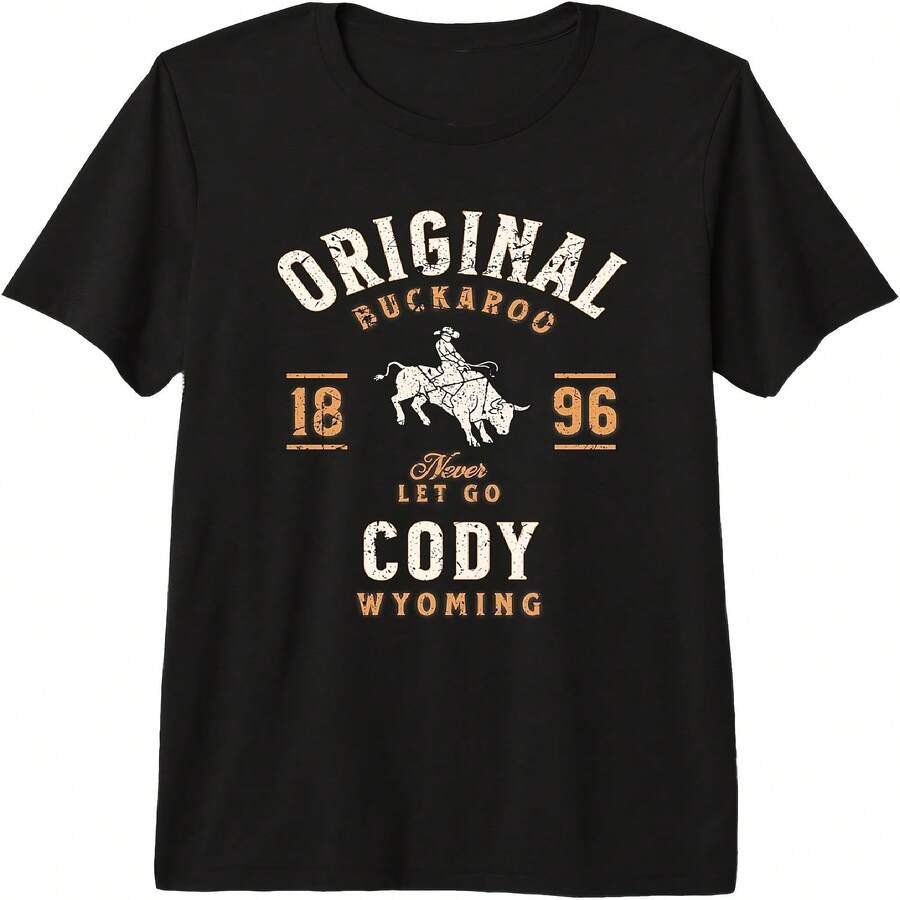 Original Buckaroo Cody Wyoming 1896 Rodeo Logo Premium Tri-Blend T-Shirt - 黑色 - 查看 1