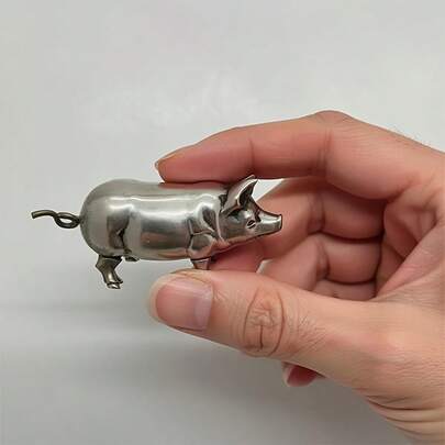 1pc Vintage Style Pig Mini Tape Measure, Retro Metal Pig Soft Tape Measure For Sewing And Crafts, Cute Pig Sewing Tape Measure Tool, Unique Gift For Quilters, Crafters And Collectors