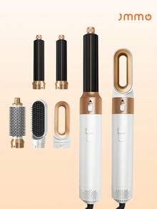 JMMO 5-In-1 Hot Air Styler & Hair Dryer - Ionic Detachable Brush | Touch-Up Voluminous Finish, Curling Iron & Straightener | Mother's Day & Perfect Halloween & Christmas Gift (White Gold/Grey Red) European Standard Plug - EU C Type Plug(220-240V) - View 2