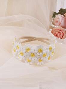 1pc Cute Sweet Daisy Floral Elastic Headband, Pastoral Style Baby Accessory - Multicolor - View 10