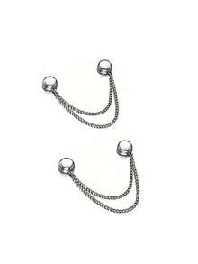 2pcs Adjustable Pant Leg And Sleeve Cuff Clips - Minimalist Spherical, Detachable Leg Clips | Travel Essential | Suitable For Pants And T-Shirts | Chain Connection Fastener | Shorten Pant Length Without Sewing | Strong Multi-Functional Clips | Waist Cincher Clips | Tighten T-Shirt Hem, Neckline And Pant Legs | Women's Fashion Accessory | Jeans Hem Clips | Multi-Purpose No-Sew Button Clips - Ideal For Pants, Cuffs, Skirts And Dresses - Multicolor - View 8