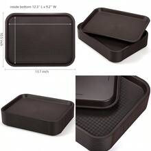 Yarlung - Paquete de 12 bandejas de plástico para comida rápida, 13.7 x 10.5 pulgadas, bandejas rectangulares para cafetería, restaurante, mesa de centro, cocina, fiesta, café - Marrn - Ver 1