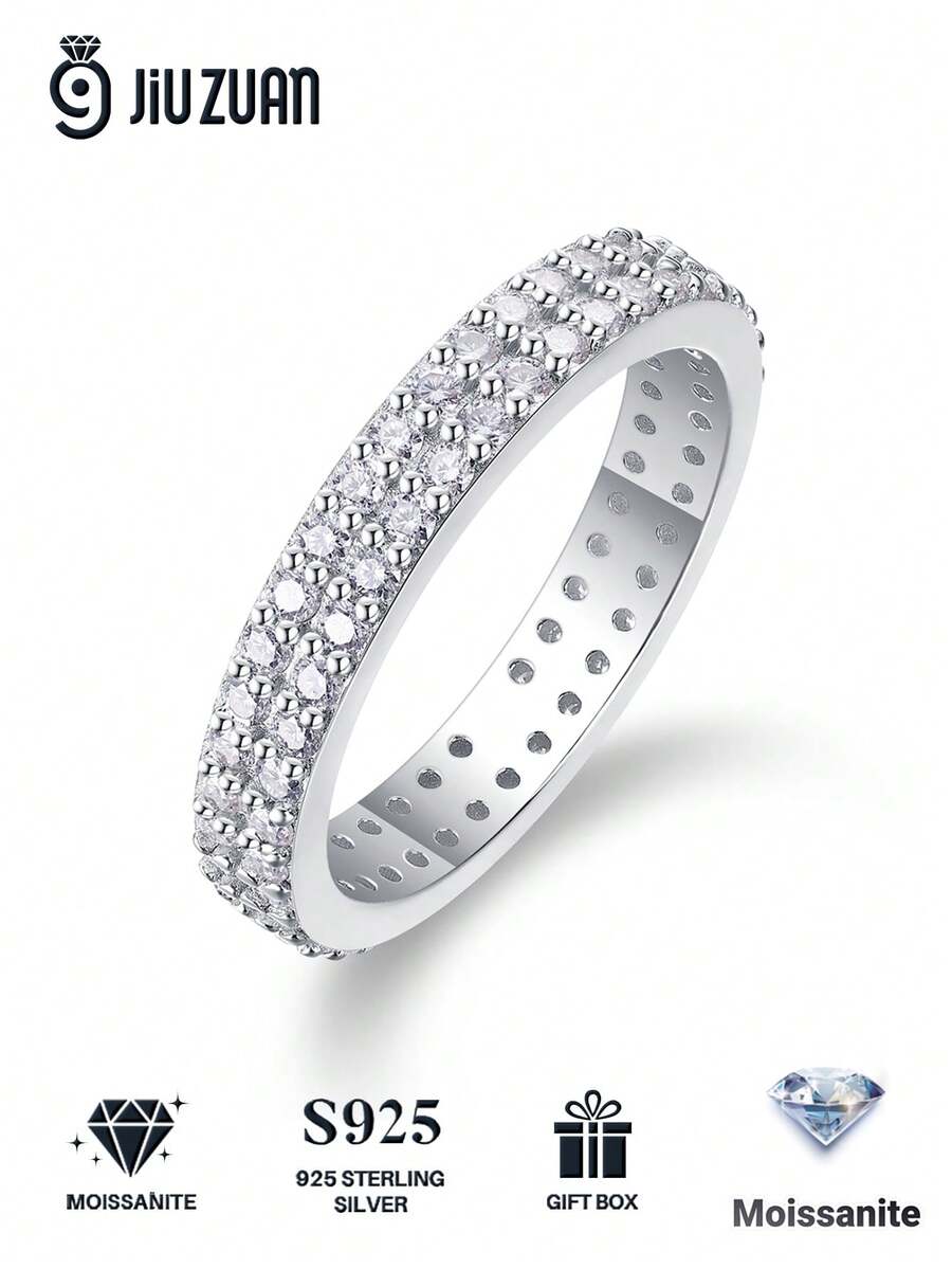 1pc 925 Sterling Silver Elegant Luxury Moissanite Ring, Ideal Gift For Engagement, Wedding, Birthday, Anniversary, And Bridal Jewelry
