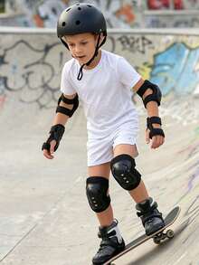 6pcs Boys & Girls Roller Skating Protective Gear Set, Knee Pads, Elbow Pads, Wrist Guards Set, Skateboard Balance Scooter, First Day Of School - Multicolor - View 5