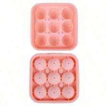 9-Grid Sports Football Silicone Ice Cube Tray, Round Ice Ball Mold, Football Shaped Silicone Ice Cube Maker Tray With Funnel Lid, Silicone Chocolate Mold To Make 9 Giant Ice Balls, Ideal For Chilling Beverages; Multifunctional Ice Cube Mold For Jelly, Milk, Juice, Coffee, Home, Kitchen, Party Essential, Perfect Summer Holiday Gift - Multicolor - View 9