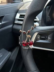Cherry Car Pendant, Crystal Butterfly Decor Hanging Ornament, High-End Steering Wheel Decoration Accessory - A - View 3