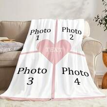 (Tùy chỉnh) 1 chiếc chăn nỉ in hình trái tim cá nhân hóa, nhẹ và mềm mại, quà tặng cho gia đình và bạn bè. - Nhiều màu - Xem 2