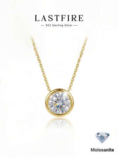 1 chiếc dây chuyền bạc 925 đính đá Moissanite tròn, thanh lịch và sang trọng, thích hợp làm quà tặng đính hôn, cưới, tặng bạn bè, sinh nhật, kỷ niệm, trang sức cô dâu.