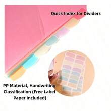 8 Pages With 1 Pocket Each, 3-Hole Binder Divider Pages, 8 Labels For Indexing The Divider Pages, American Letter-Sized Pages With Pockets, Stationery Items, Essential Learning Supplies For The School Season - A - View 6