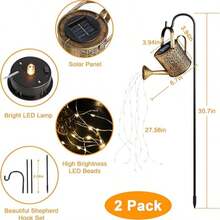 1/2 Pack, Solar Watering Can Light, Garden Decoration, Outdoor Solar Fairy Light Decoration, Christmas Gift, And Birthday Gift For Mom, Hanging Solar Lantern, Suitable For Table, Courtyard, Porch, Yard, Lawn - Ngôi sao - Xem 3