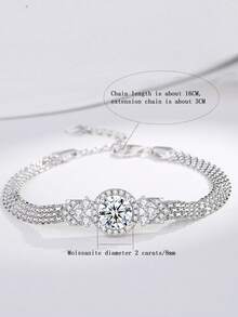 ConiiW Vòng tay bạc 925 đính đá Moissanite 2 carat hình bánh kem, thời trang, thiết kế tinh tế, thanh lịch và sáng tạo, món quà dành cho phái nữ. - Bạc - Xem 3