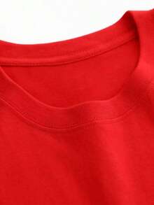 Flag Design, Short Sleeve, Spring And Summer Fashion, Casual Wear Graphic T-Shirt Crew Neck Shirt 100% Cotton - Vintage Street Style Unisex Loose Cotton Short Sleeve Crew Neck T-Shirt - 紅色的 - 查看 3
