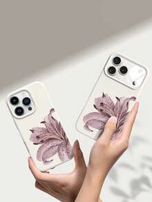 1pc Minimalist Purple Lily Flower Pattern Phone Case, Liquid Silicone Large Hole Shockproof Compatible With Samsung S25, 17/17pro - Multicolor - View 5