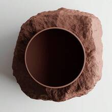 ORIZZONTE Decorative Vase With Rock Effect Base – Contrasting Texture And Natural-Contemporary Style, Ideal For Home Decor, Centerpiece Or Flower Holder, 100% Made In Italy, Shipping From Italy - 巧克力棕 - 查看 5