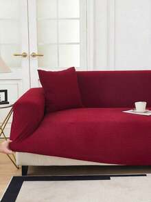 1PC Jacquard Sofa Cover, Living Room Short Plush Sofa Cover, Elastic Sofa Cover Thicken Anti-Slip Sofa Slipcovers For Living Room Bedroom Outdoor Sofa Protection Pet Stain Prevention 4-Season Sofa Seat Cushion Cover For L-Shaped Single Seat Recliner And 1/2/3/4 Seater Sofas Detachable And Machine Washable Sofa Cover - Wine Red a - View 5