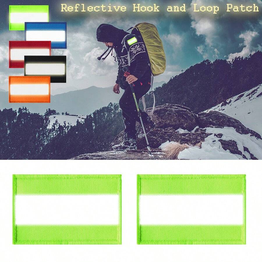 2pcs Reflective Safety Patches, Hook And Loop Reflective Patches For Night Sports, Labor Wear, Rain Jackets, Hikers, Dog Tactical Undershirts, Firefighter Rescue, Hunting Tactical Bag Accessories - Multicolor - View 1