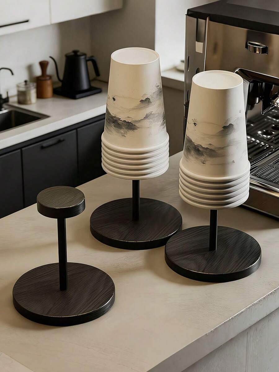 Creative Round Cup Holder, Retro Hat Rack, Suitable For Storing Disposable Paper Cups On Counters And Desktops, As Well As Outdoor Utensils, Commercial Countertop Desktop Storage Rack, Outdoor Utensil Storage Rack - Multicolor - View 1