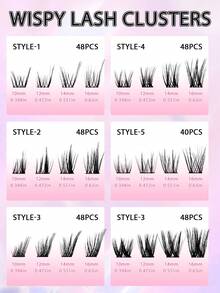 280pcs C-Curl Cat Eye Effect Lash Clusters, 6 Mixed Styles, 10-16mm Length, Thick Curled Natural Lash Extension Set, DIY Personal False Eyelashes - C - View 8