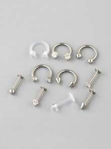 12 chiếc khuyên môi 16G bằng thép không gỉ, khuyên môi kiểu Monroe, khuyên tai sụn, khuyên mũi, trang sức xỏ khuyên Medusa, unisex - bộ 12 món - Xem 3