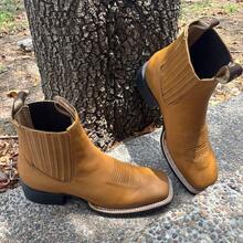 Botines Vaqueros Hombre De Piel Genuina Con Suela Antiderrapante Ligera Y Plantilla Poliuretano Confort Botas Botin bota cuero - Albaricoque - Ver 7