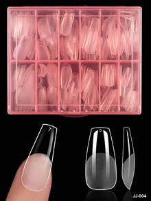 240Pcs Square/Almond/Coffin Nail Tips, Pre-Shaped Acrylic Nail Tips, Semi-Matte Full Cover Nail Tips,Clear Gel Press-On Fake Nails, For Nail Extension, Home DIY Manicure - Multicolor - View 9