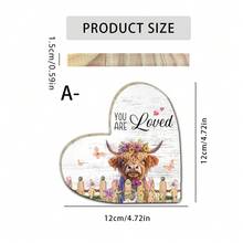 1/2 piezas Decoración de vaca de las tierras altas con forma de corazón de madera con citas inspiradoras, adecuada para colocar en el escritorio de la oficina, dormitorio o sala de estar, hace un regalo reflexivo - Multicolor - Ver 11