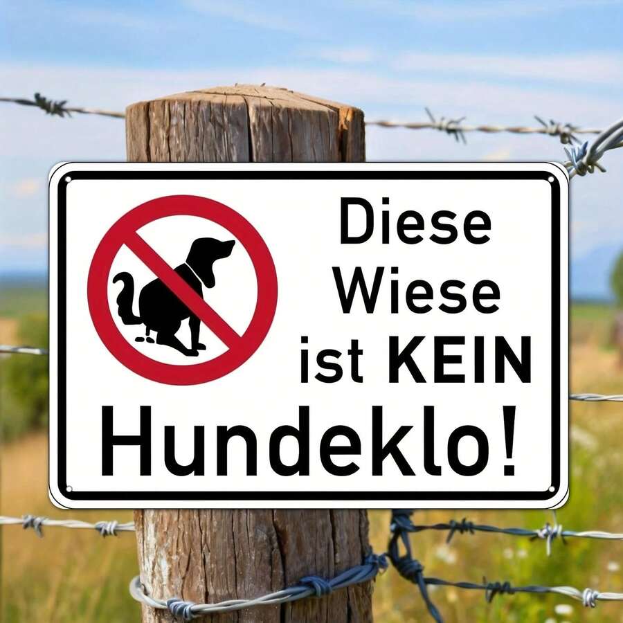 2D Flat - A Single Vintage-Style Iron Decorative Metal Sign Sticker With German Wording Stating This Lawn Is Not A Dog Toilet, Designed As A Prohibition Sign It Is A 2D Flat Outdoor Wall Art Piece, Measuring 20*30Cm/8*12In, And Comes Unframed - 1PC - View 1