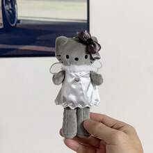 SANRIO 1个可爱长腿黑灰色天使恶魔Hello Kitty猫咪毛绒玩偶包包挂饰配件，礼物 - 彩色 - 查看 12