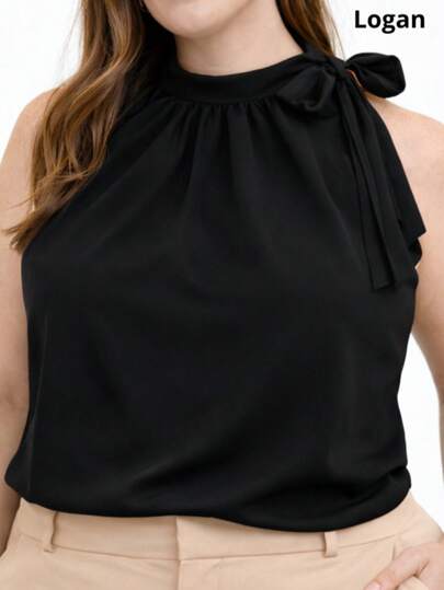 Blusa Plus Size Feminina Estampada Com Laço No Ombro