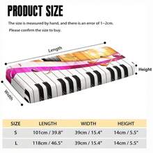 1 pieza Cubierta decorativa plana 2D para teclado de piano, apta para teclados electrónicos de 61/88 teclas - Patrón de notas musicales | Cubierta protectora fácil de limpiar (Teclado no incluido) - Ver 26