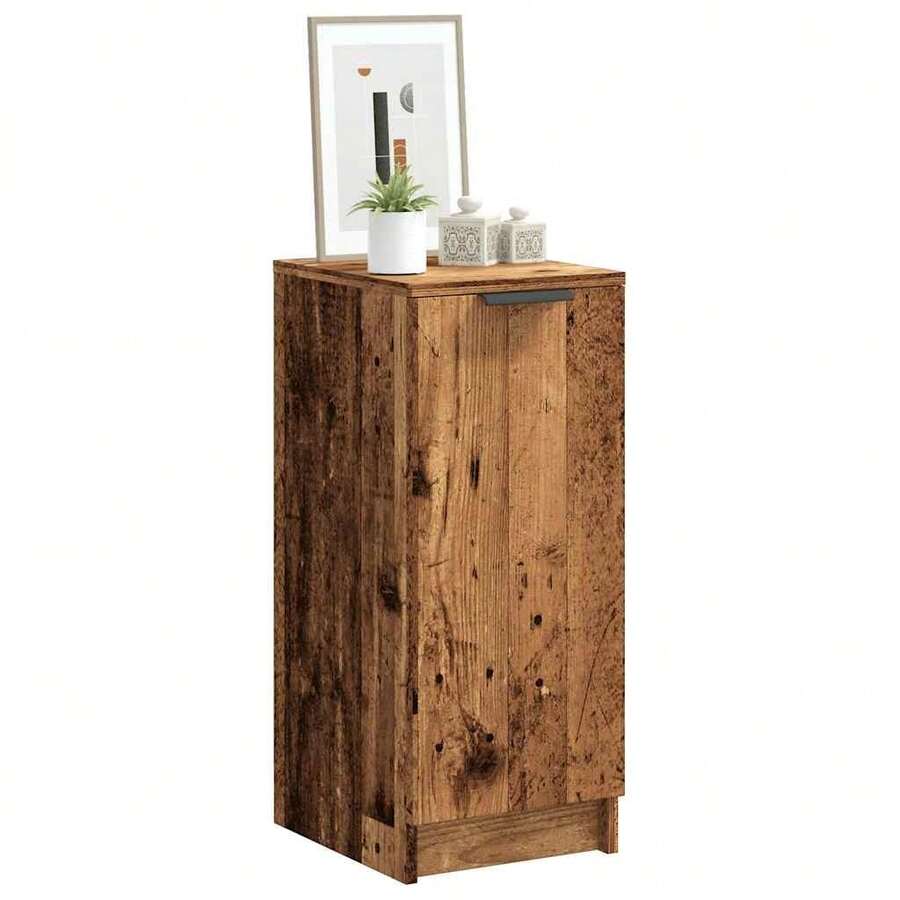 Zapatero vidaXL de madera envejecida, 29,5 x 35 x 70 cm, fabricado en madera multicapa. - Negro - Ver 1