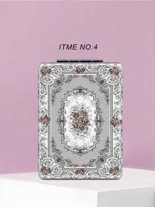 1pc Foldable Makeup Mirror, Portable Compact Handheld Mirror With Elegant Floral Design, Durable PU Leather, Versatile For Various Occasions, 180° Rotation, Lightweight And Convenient - Multicolor - View 9
