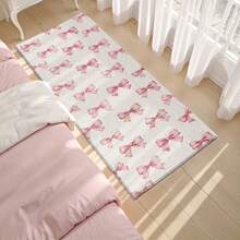 1pc Pink Bow Pattern Faux Wool 300g Decorative Carpet, Bedroom Decor, Small Rug, Carpet, Home Decor, Living Room Carpet, Living Room Small Rug, Bedroom Carpet, Living Room Home Decor, Outdoor Carpet, Washable Carpet - Multicolor - View 4