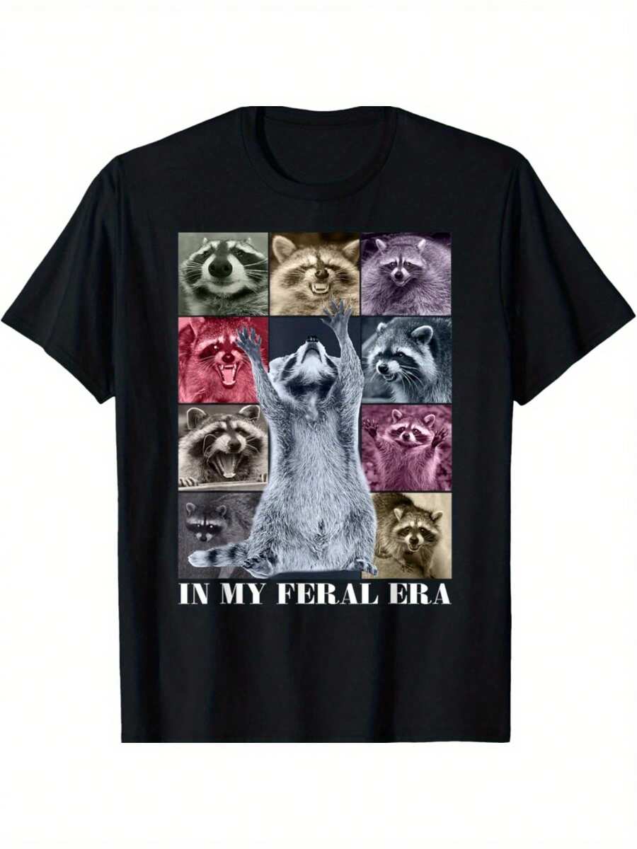 Camiseta con meme divertido del mapache de My Wild Era Equipo Mapache de la - Negro - Ver 1