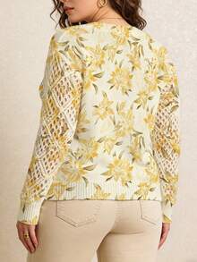 Plus Size Women's Floral Print Cutout Sleeve Bohemian Style Dress, Suitable For Mother's Day - Multicolor - View 4