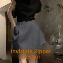(Gris) Estilo de cremallera invisible