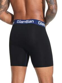 1条装中长款黑蓝男士平角内裤，新款舒适男士内裤 - 彩色 - 查看 3