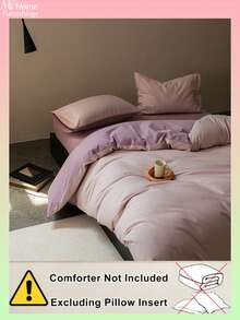2/3pcs Light Pink & Light Purple Bedding Set, Includes 1 Duvet Cover & 2 Pillowcases, Soft & Comfortable Home Textile, Available In Multiple Colors, Suitable For Dorm Rooms, Minimalist & Fashionable Bedroom Decor, Machine Washable Without Filler - Baby Pink - View 4