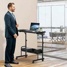 Height Adjustable Mobile Standing Desk Laptop Workstation Walking Pad Treadmill 77 To 102 Black - Black - View 5